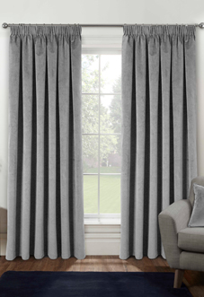 Oxford (Blackout) Pencil Pleat, Grey - Ready Made Curtains